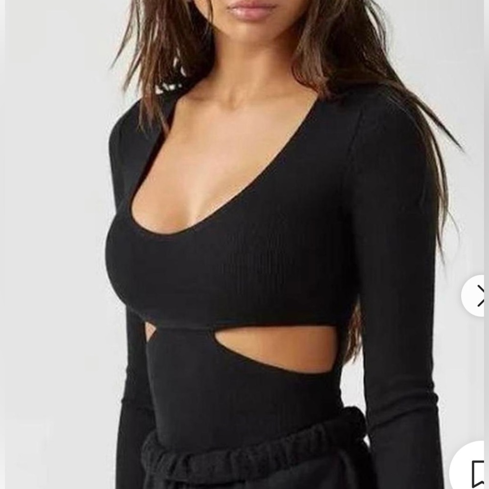 NWT Joah Brown black ribbed knit top